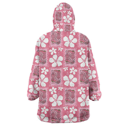 Give Cancer The Boot Pink Cowgirl Wearable Blanket Hoodie Western Aloha Hibiscus Paniolo Heritage Floral