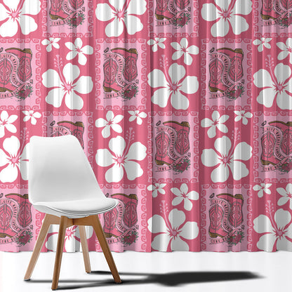 Give Cancer The Boot Pink Cowgirl Window Curtain Western Aloha Hibiscus Paniolo Heritage Floral
