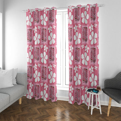 Give Cancer The Boot Pink Cowgirl Window Curtain Western Aloha Hibiscus Paniolo Heritage Floral