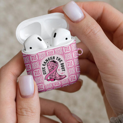 Give Cancer The Boot Pink Cowgirl AirPods Case Hawaiian Paniolo Mixed Quilt Pattern Style