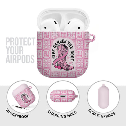 Give Cancer The Boot Pink Cowgirl AirPods Case Hawaiian Paniolo Mixed Quilt Pattern Style