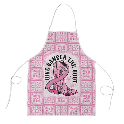 Give Cancer The Boot Pink Cowgirl Apron Hawaiian Paniolo Mixed Quilt Pattern Style