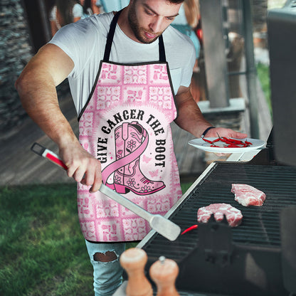 Give Cancer The Boot Pink Cowgirl Apron Hawaiian Paniolo Mixed Quilt Pattern Style