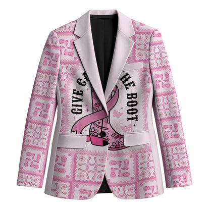 Give Cancer The Boot Pink Cowgirl Blazer Hawaiian Paniolo Mixed Quilt Pattern Style