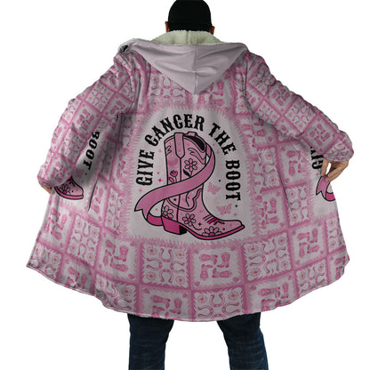 Give Cancer The Boot Pink Cowgirl Cloak Hawaiian Paniolo Mixed Quilt Pattern Style