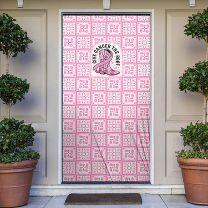 Give Cancer The Boot Pink Cowgirl Door Cover Hawaiian Paniolo Mixed Quilt Pattern Style