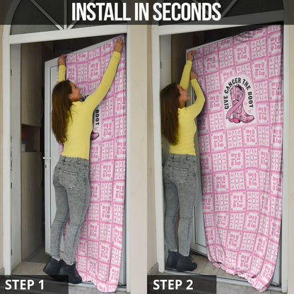 Give Cancer The Boot Pink Cowgirl Door Cover Hawaiian Paniolo Mixed Quilt Pattern Style