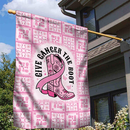 Give Cancer The Boot Pink Cowgirl Garden Flag Hawaiian Paniolo Mixed Quilt Pattern Style