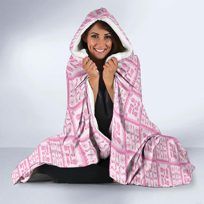 Give Cancer The Boot Pink Cowgirl Hooded Blanket Hawaiian Paniolo Mixed Quilt Pattern Style