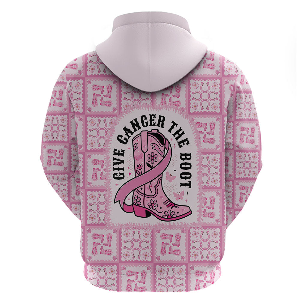 Give Cancer The Boot Pink Cowgirl Hoodie Hawaiian Paniolo Mixed Quilt Pattern Style