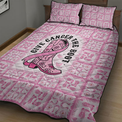 Give Cancer The Boot Pink Cowgirl Quilt Bed Set Hawaiian Paniolo Mixed Quilt Pattern Style