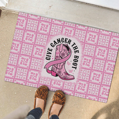 Give Cancer The Boot Pink Cowgirl Rubber Doormat Hawaiian Paniolo Mixed Quilt Pattern Style