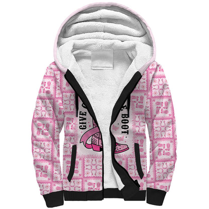 Give Cancer The Boot Pink Cowgirl Sherpa Hoodie Hawaiian Paniolo Mixed Quilt Pattern Style