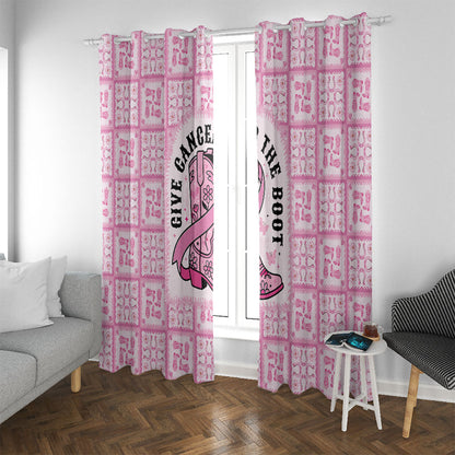 Give Cancer The Boot Pink Cowgirl Window Curtain Hawaiian Paniolo Mixed Quilt Pattern Style