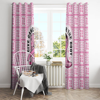 Give Cancer The Boot Pink Cowgirl Window Curtain Hawaiian Paniolo Mixed Quilt Pattern Style
