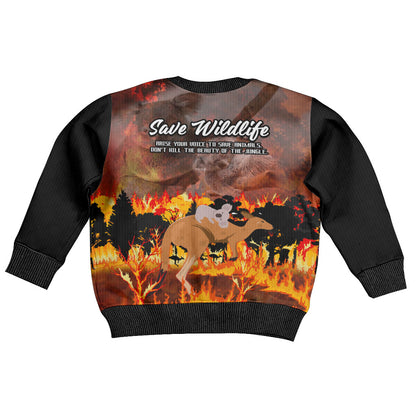 Save Wildlife Australia Kid Ugly Christmas Sweater Bushfire