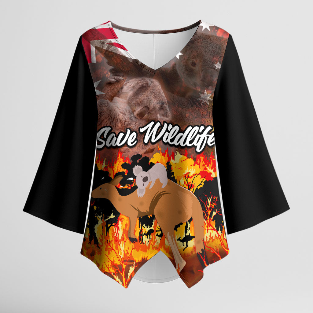 Save Wildlife Australia Kimono Sleeve Blouse Australia Bushfire Recovery Wildlife Support