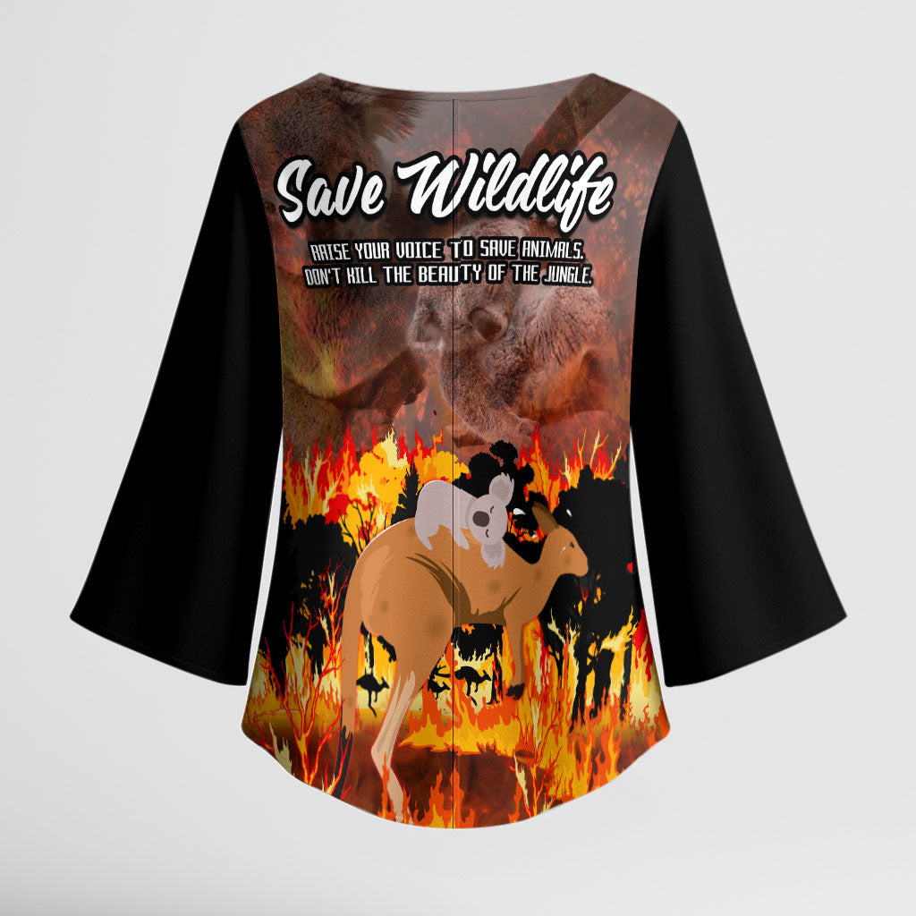 Save Wildlife Australia Kimono Sleeve Blouse Australia Bushfire Recovery Wildlife Support