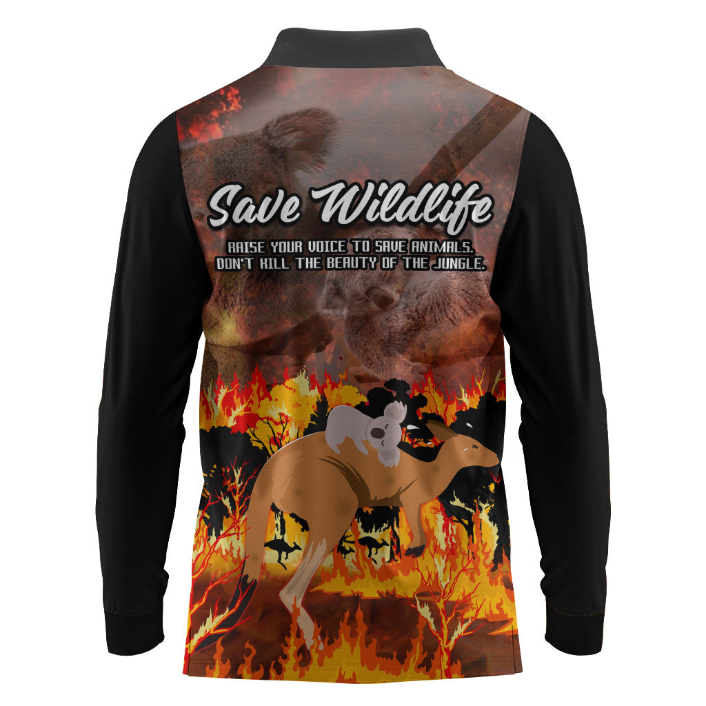 Save Wildlife Australia Long Sleeve Polo Shirt Australia Bushfire Recovery Wildlife Support
