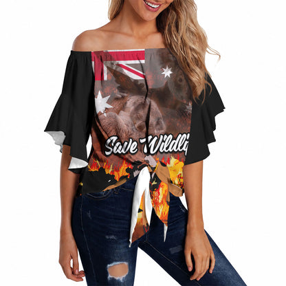 Save Wildlife Australia Off Shoulder Wrap Waist Top Australia Bushfire Recovery Wildlife Support