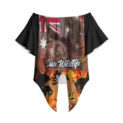 Save Wildlife Australia Off Shoulder Wrap Waist Top Australia Bushfire Recovery Wildlife Support
