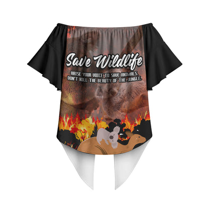 Save Wildlife Australia Off Shoulder Wrap Waist Top Australia Bushfire Recovery Wildlife Support