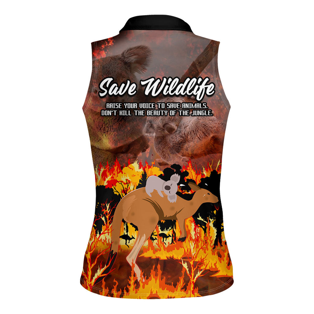 Save Wildlife Australia Women Sleeveless Polo Shirt Australia Bushfire Recovery Wildlife Support
