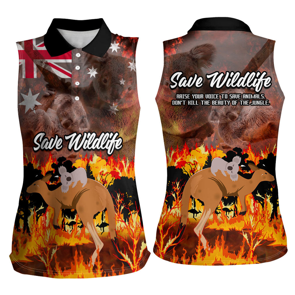 Save Wildlife Australia Women Sleeveless Polo Shirt Australia Bushfire Recovery Wildlife Support