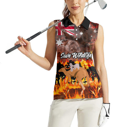 Save Wildlife Australia Women Sleeveless Polo Shirt Australia Bushfire Recovery Wildlife Support
