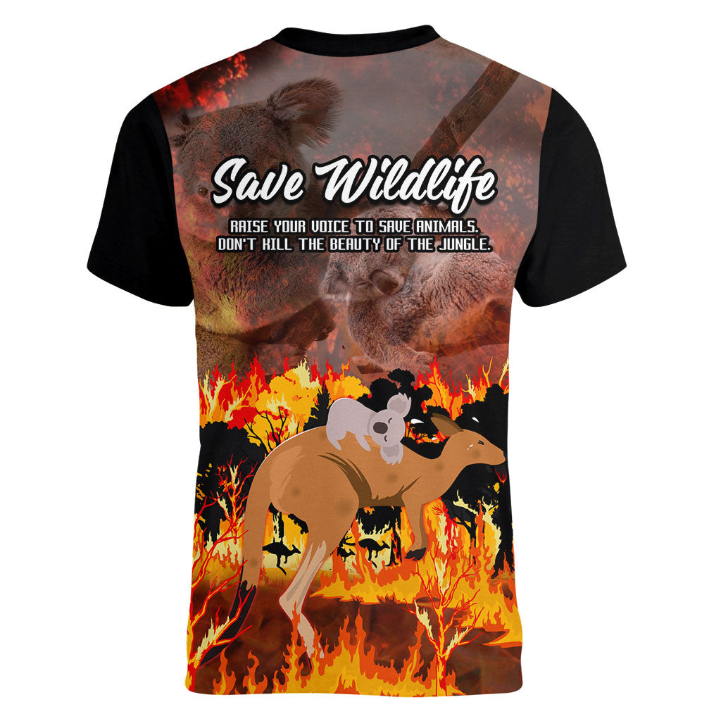 Save Wildlife Australia Women V-Neck T-Shirt Australia Bushfire Recovery Wildlife Support