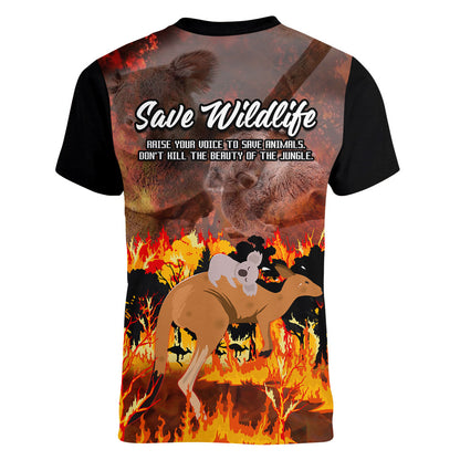 Save Wildlife Australia Women V-Neck T-Shirt Australia Bushfire Recovery Wildlife Support