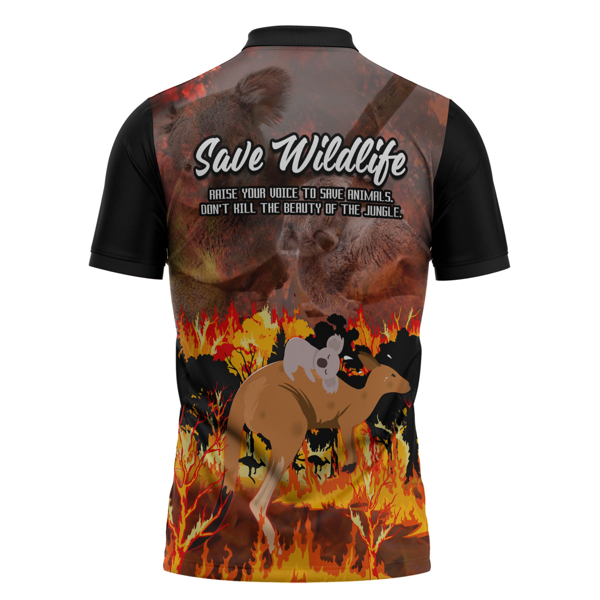 Save Wildlife Australia Zipper Polo Shirt Australia Bushfire Recovery Wildlife Support