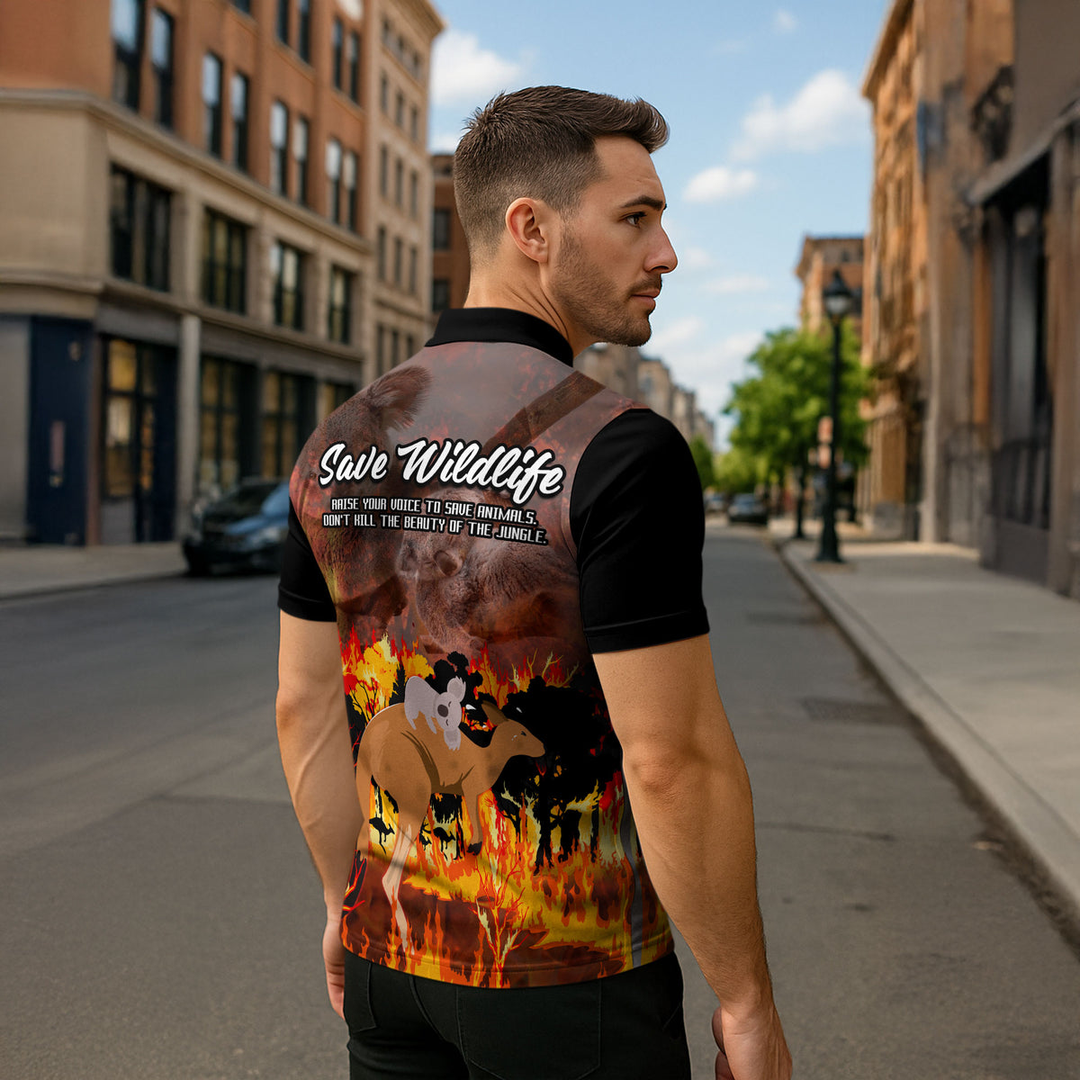 Save Wildlife Australia Zipper Polo Shirt Australia Bushfire Recovery Wildlife Support