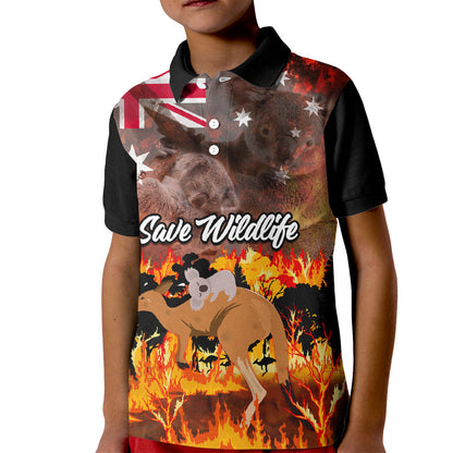 Personalised Save Wildlife Australia Kid Polo Shirt Australia Bushfire Recovery Wildlife Support