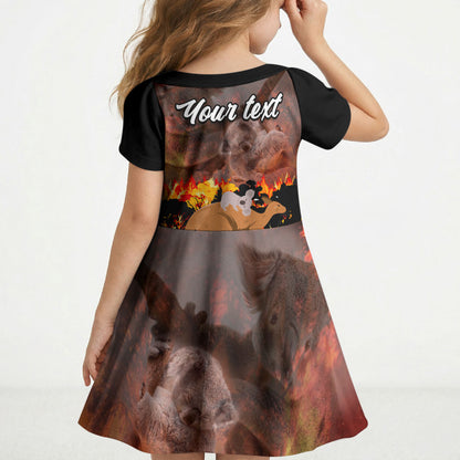 Personalised Save Wildlife Australia Kid Short Sleeve Dress Australia Bushfire Recovery Wildlife Support