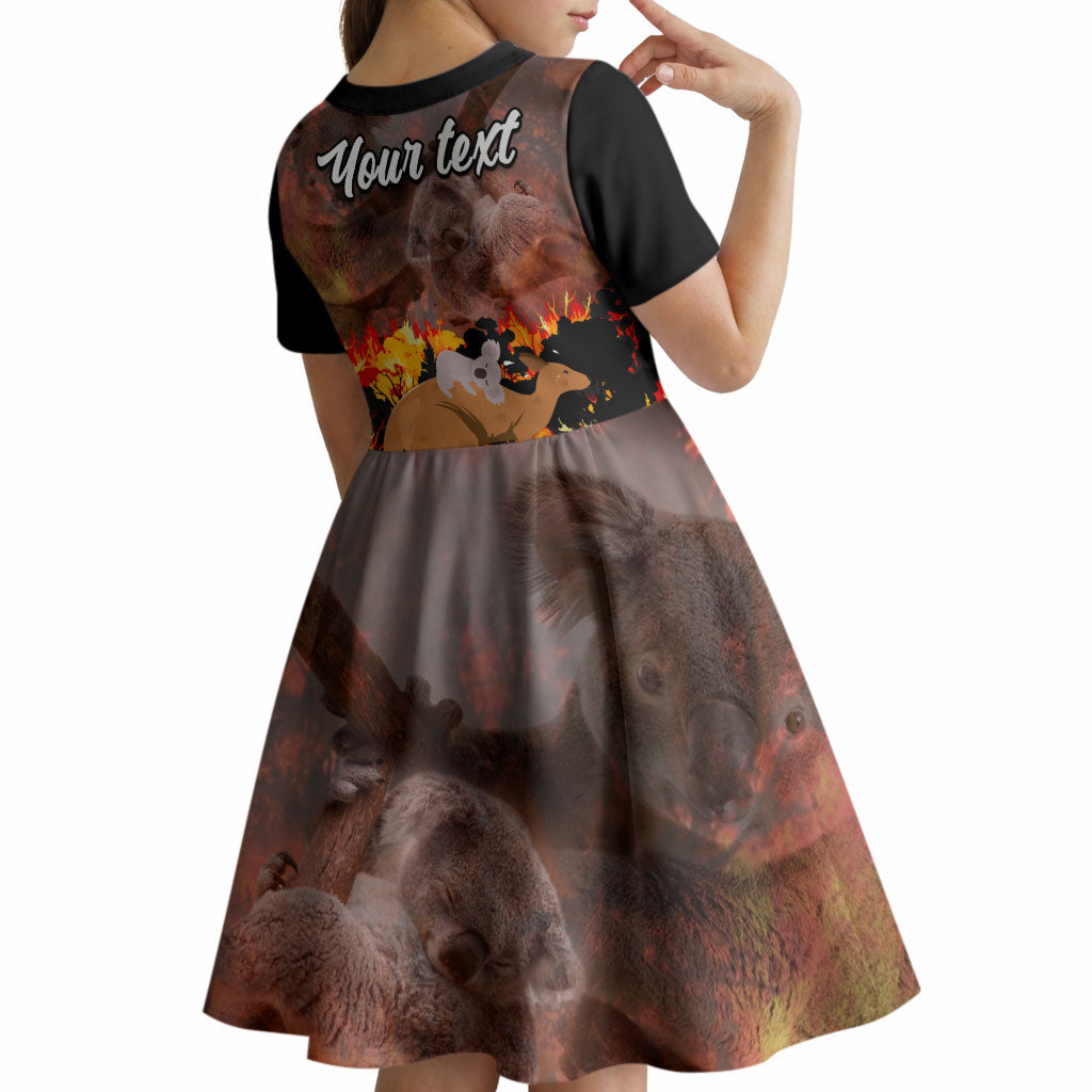 Personalised Save Wildlife Australia Kid Short Sleeve Dress Australia Bushfire Recovery Wildlife Support