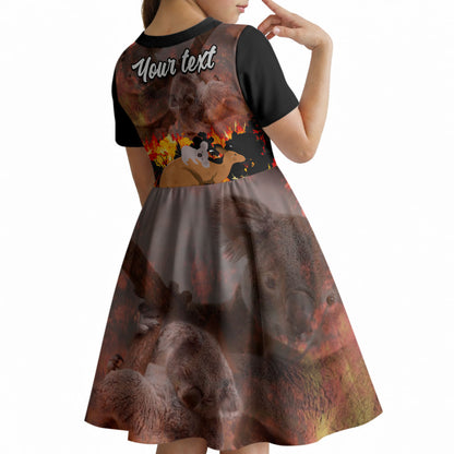 Personalised Save Wildlife Australia Kid Short Sleeve Dress Australia Bushfire Recovery Wildlife Support