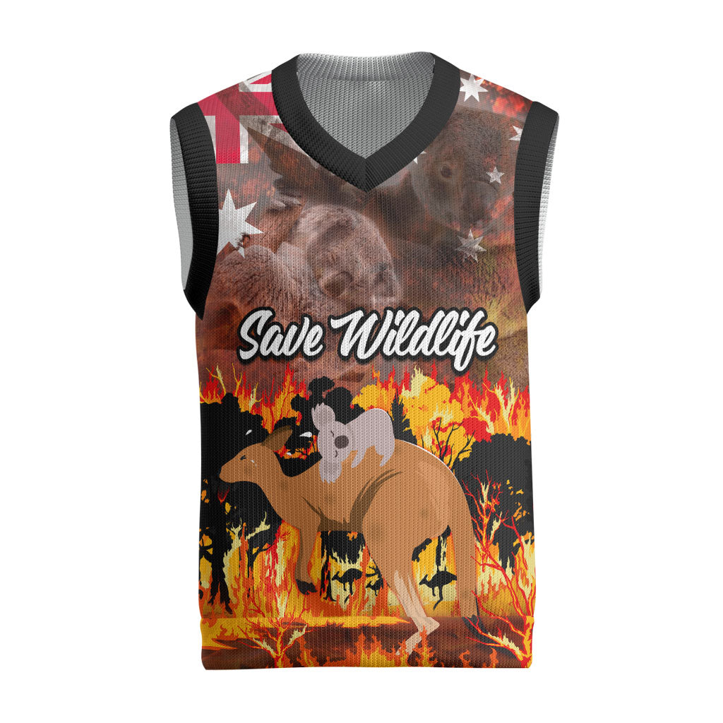 Personalised Save Wildlife Australia Christmas Knitted V-Neck Vest Bushfire