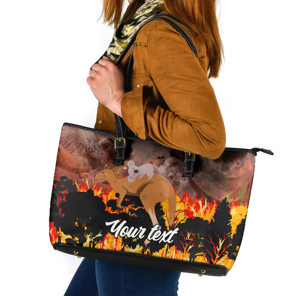 Personalised Save Wildlife Australia Leather Tote Bag Australia Bushfire Recovery Wildlife Support