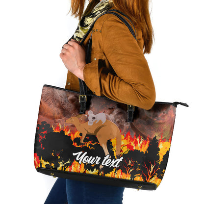 Personalised Save Wildlife Australia Leather Tote Bag Australia Bushfire Recovery Wildlife Support