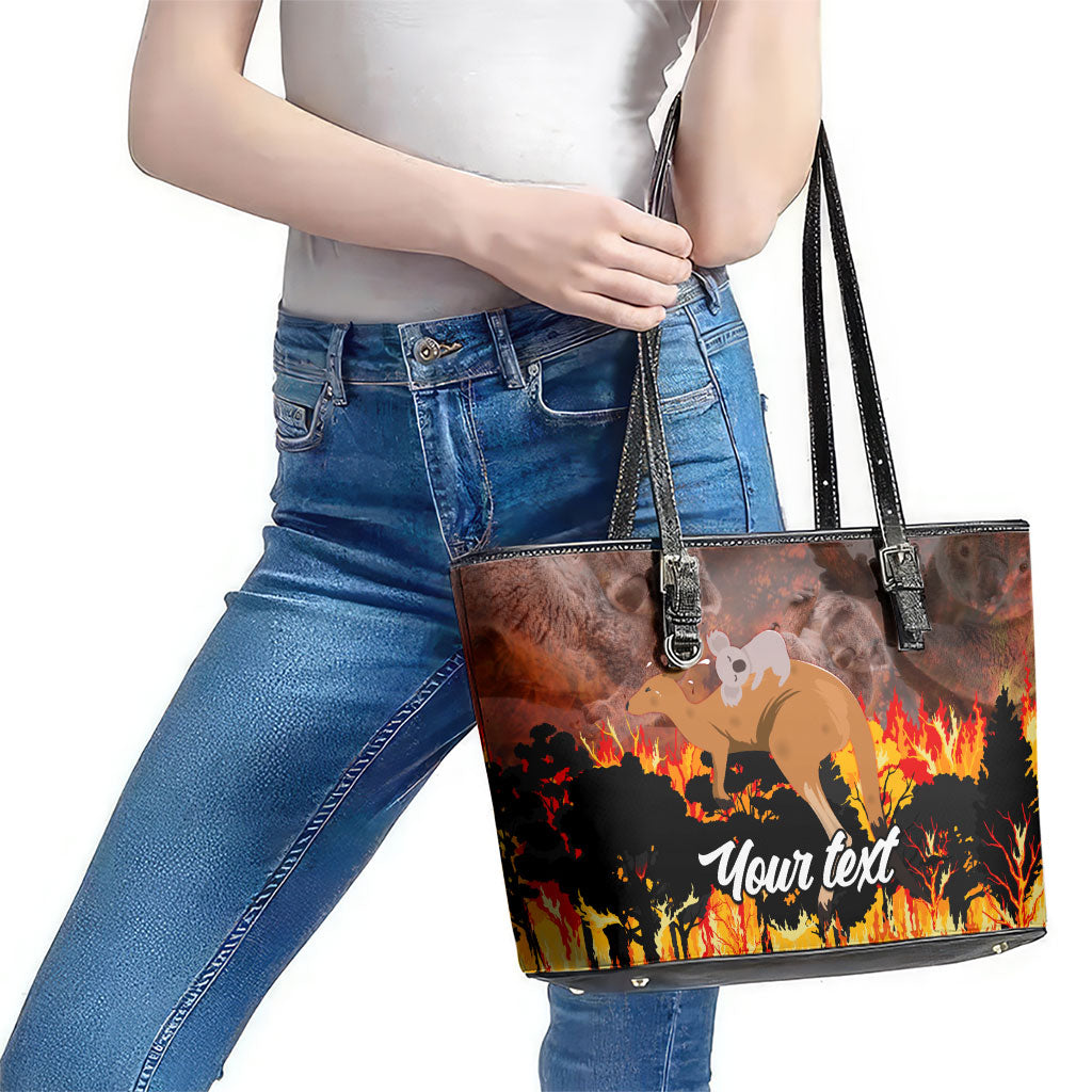 Personalised Save Wildlife Australia Leather Tote Bag Australia Bushfire Recovery Wildlife Support