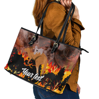 Personalised Save Wildlife Australia Leather Tote Bag Australia Bushfire Recovery Wildlife Support