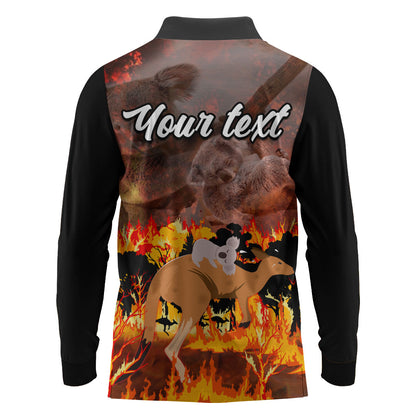 Personalised Save Wildlife Australia Long Sleeve Polo Shirt Australia Bushfire Recovery Wildlife Support