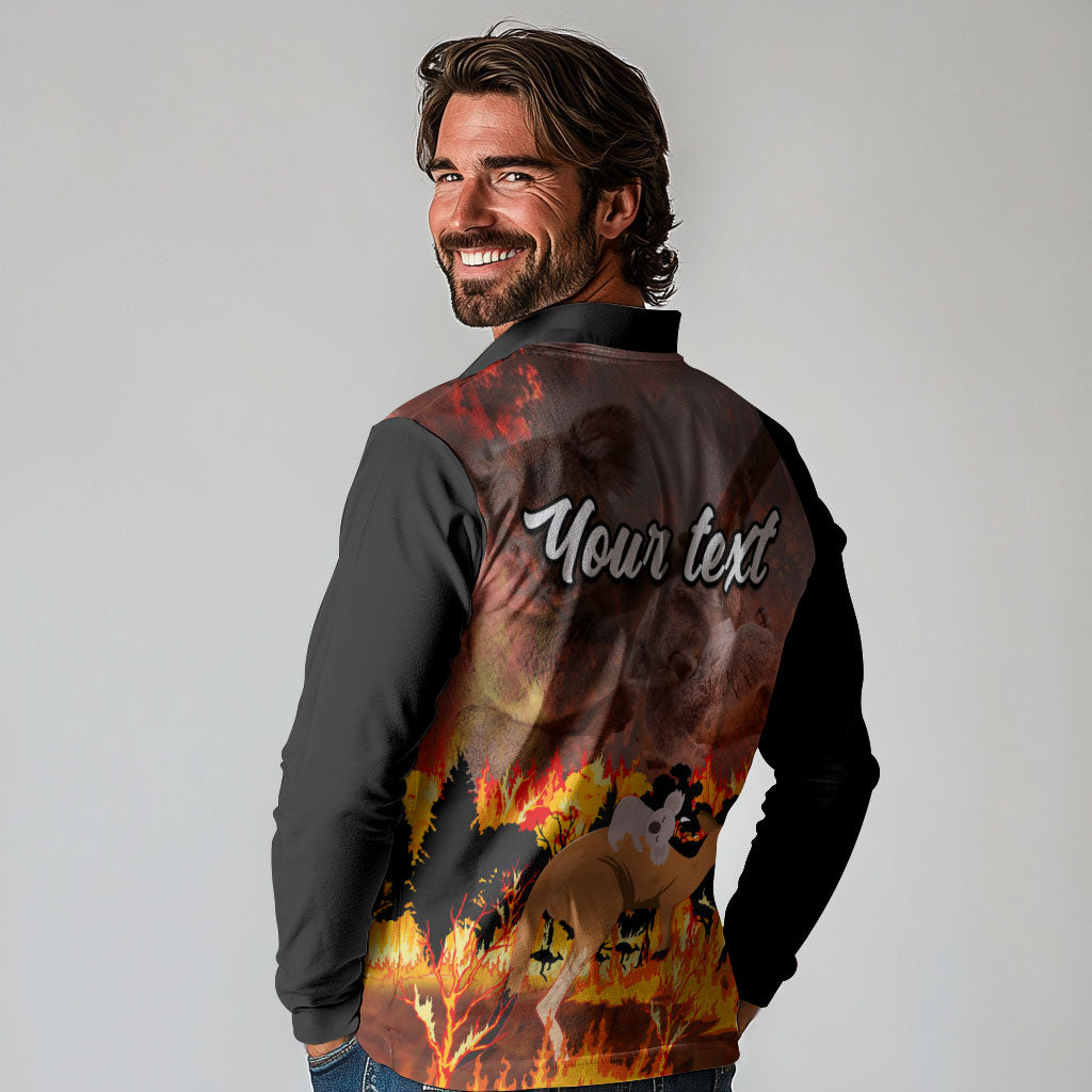 Personalised Save Wildlife Australia Long Sleeve Polo Shirt Australia Bushfire Recovery Wildlife Support