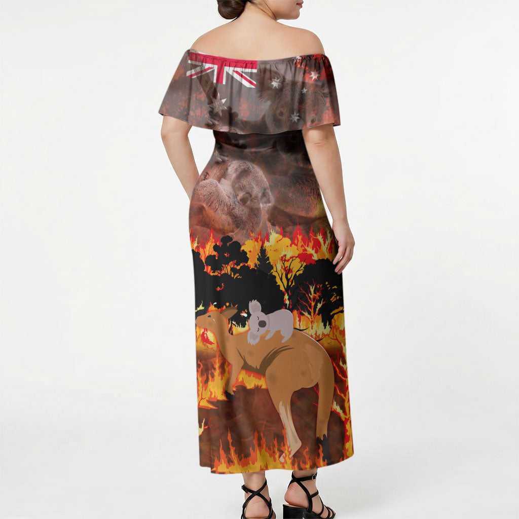 Personalised Save Wildlife Australia Off Shoulder Maxi Dress Australia Bushfire Recovery Wildlife Support