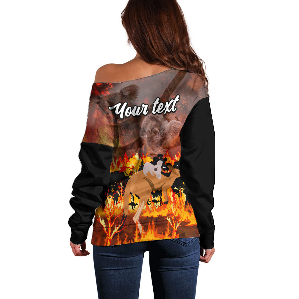 Personalised Save Wildlife Australia Off Shoulder Sweater Australia Bushfire Recovery Wildlife Support