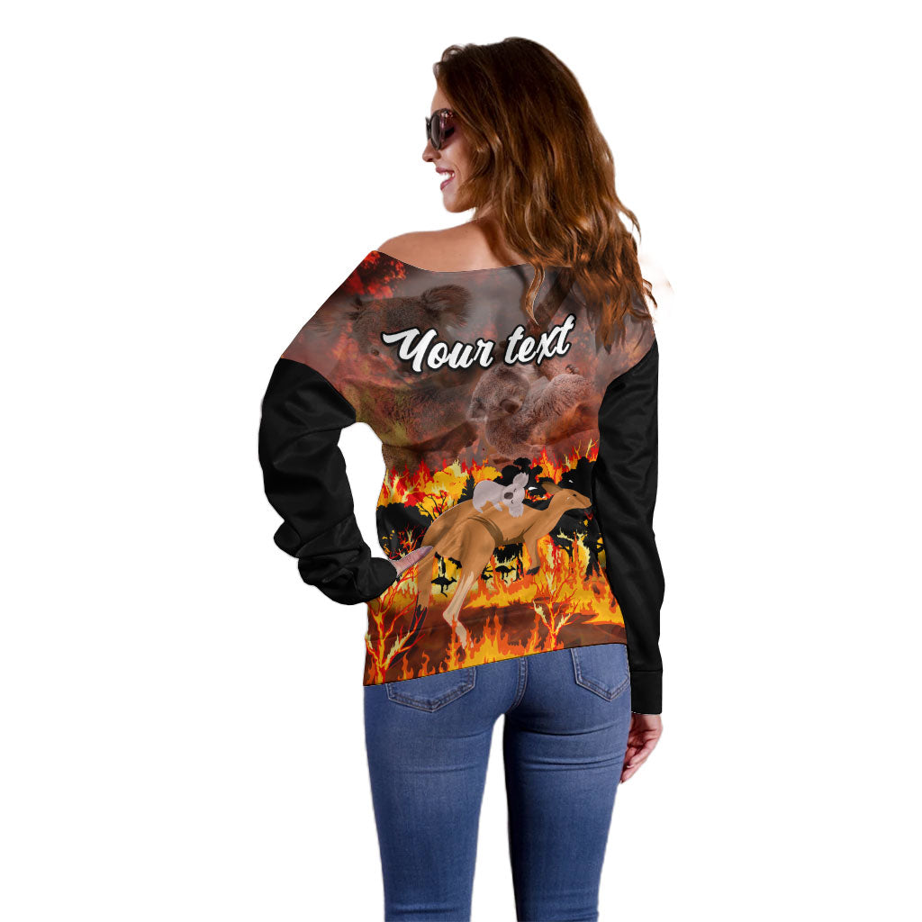 Personalised Save Wildlife Australia Off Shoulder Sweater Australia Bushfire Recovery Wildlife Support