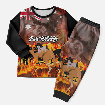 Personalised Save Wildlife Australia Christmas Pajama Set Bushfire