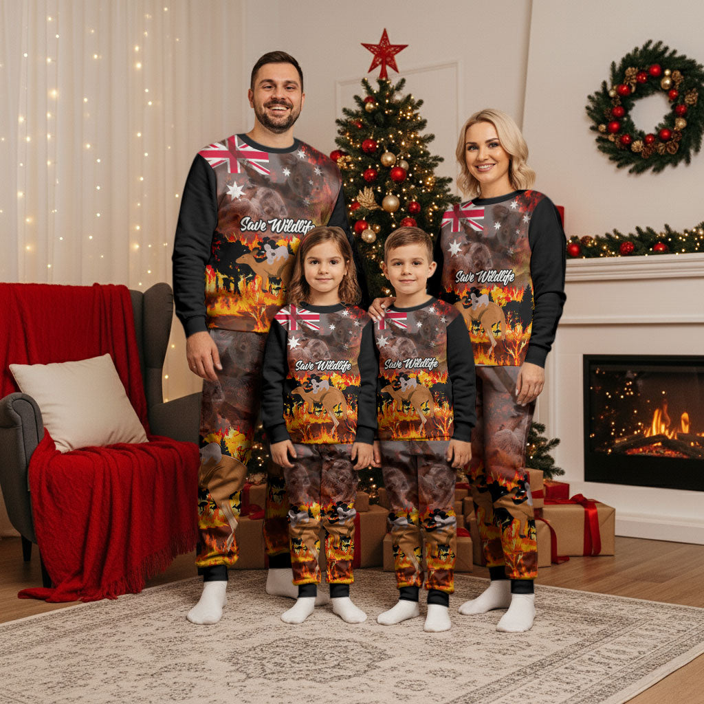Personalised Save Wildlife Australia Christmas Pajama Set Bushfire