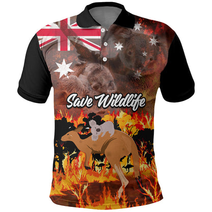 Personalised Save Wildlife Australia Polo Shirt Australia Bushfire Recovery Wildlife Support